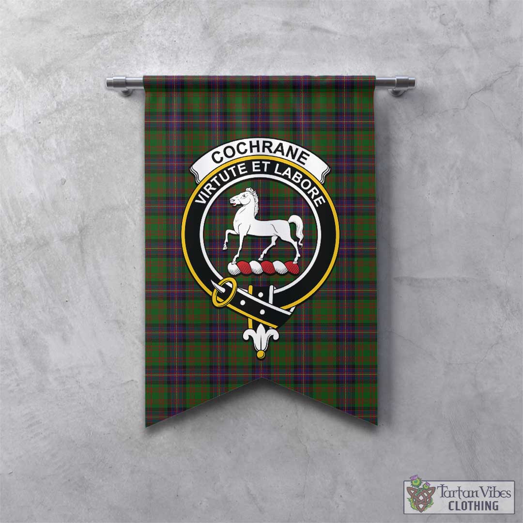 Tartan Vibes Clothing Cochrane Tartan Gonfalon, Tartan Banner with Family Crest