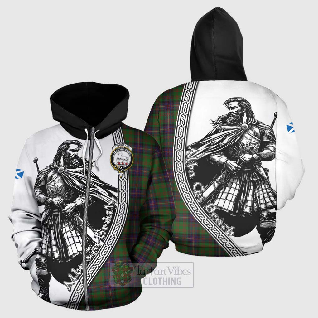 Tartan Vibes Clothing Cochrane Tartan Clan Crest Hoodie with Highlander Warrior Celtic Style