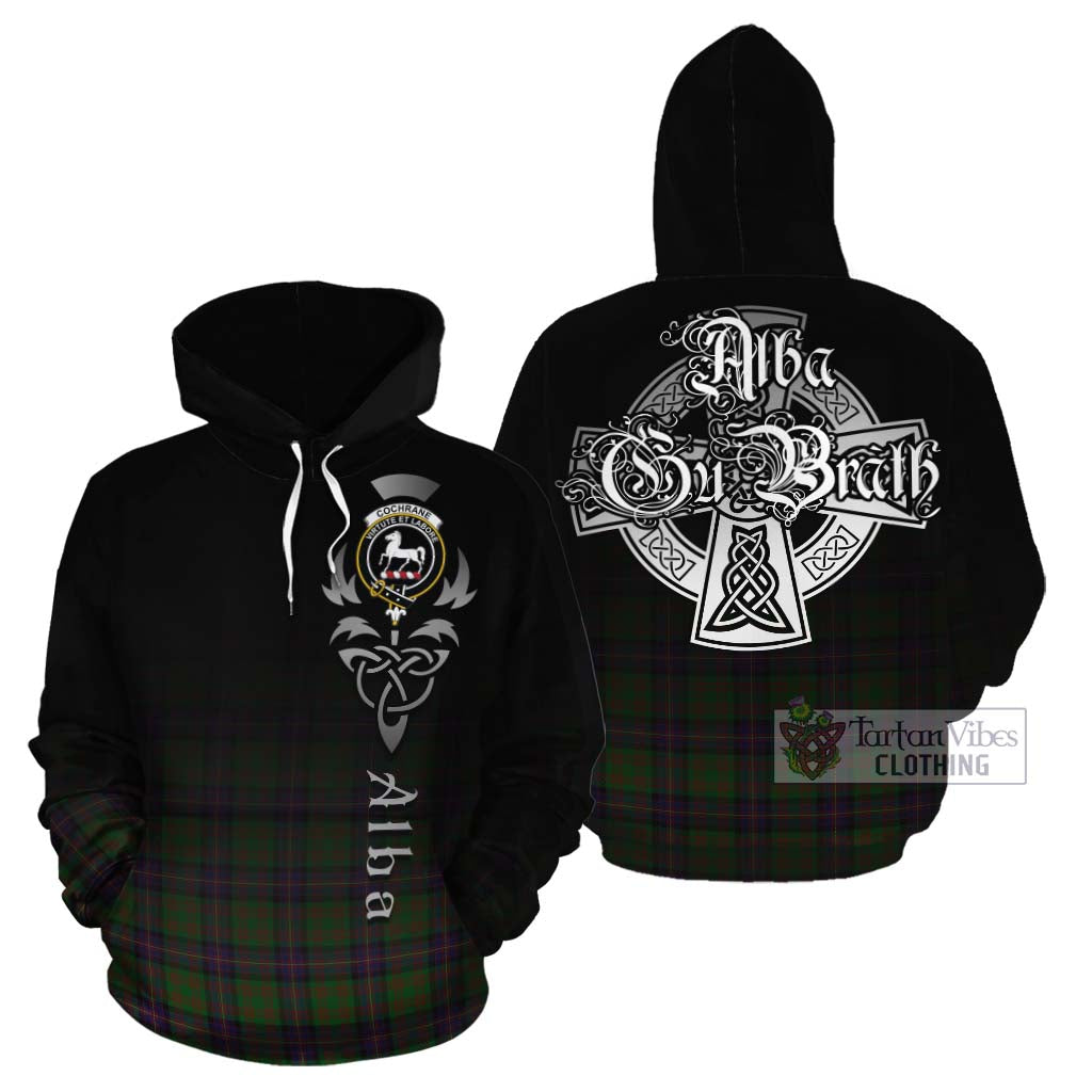 Tartan Vibes Clothing Cochrane Tartan Cotton Hoodie Featuring Alba Gu Brath Family Crest Celtic Inspired