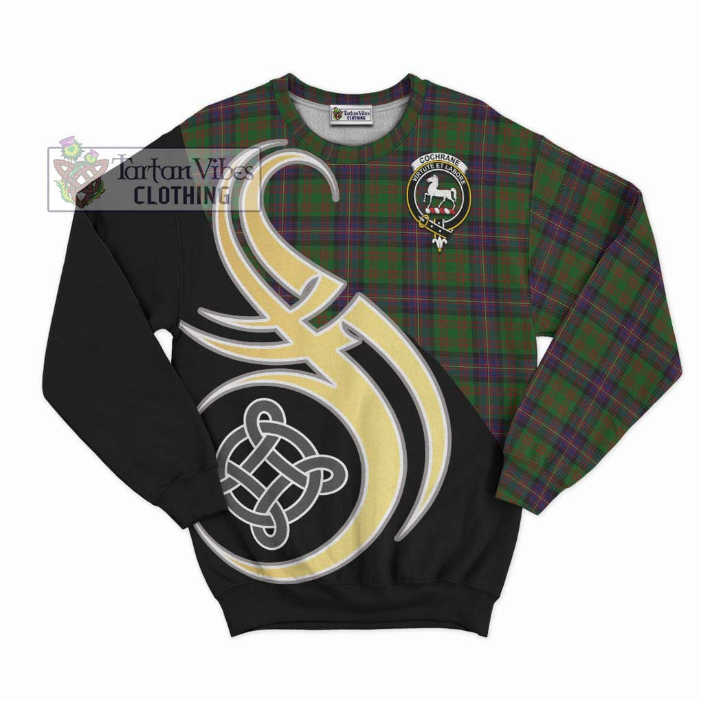 Cochrane Tartan Sweatshirt with Family Crest and Celtic Symbol Style - Tartan Vibes Clothing