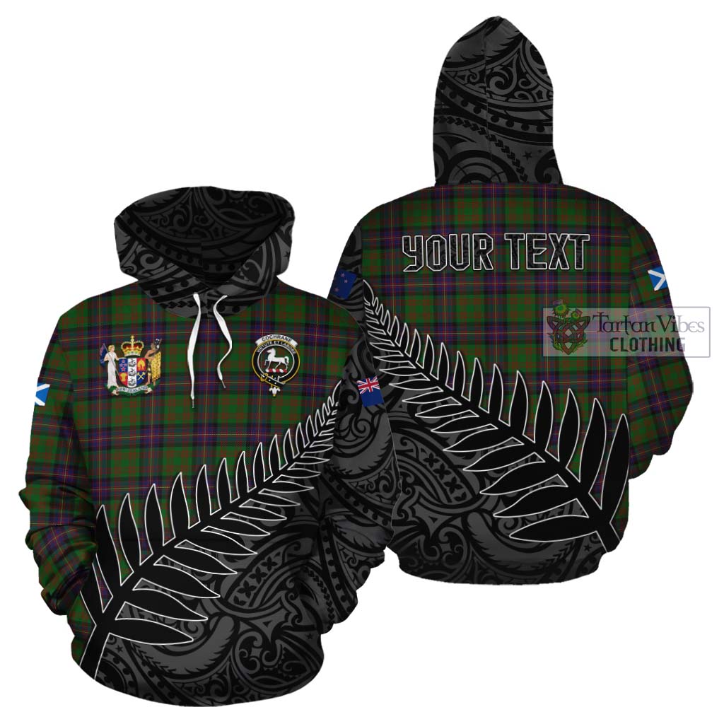 Tartan Vibes Clothing Cochrane Crest Tartan Cotton Hoodie with New Zealand Silver Fern Half Style