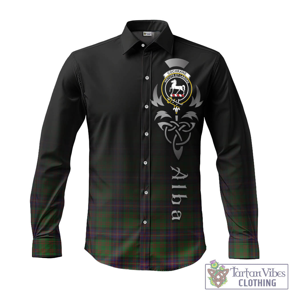 Tartan Vibes Clothing Cochrane Tartan Long Sleeve Button Up Featuring Alba Gu Brath Family Crest Celtic Inspired