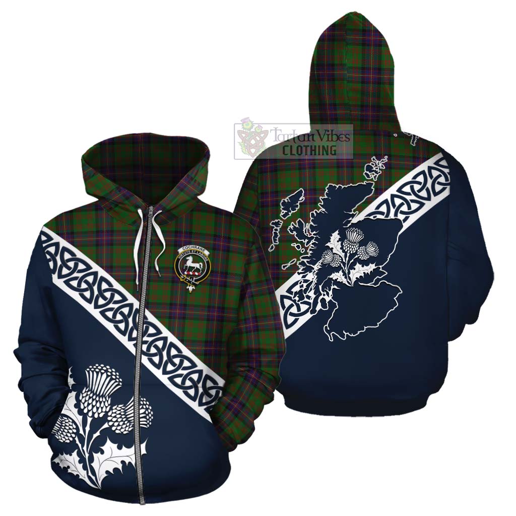 Tartan Vibes Clothing Cochrane Tartan Cotton Hoodie Featuring Thistle and Scotland Map