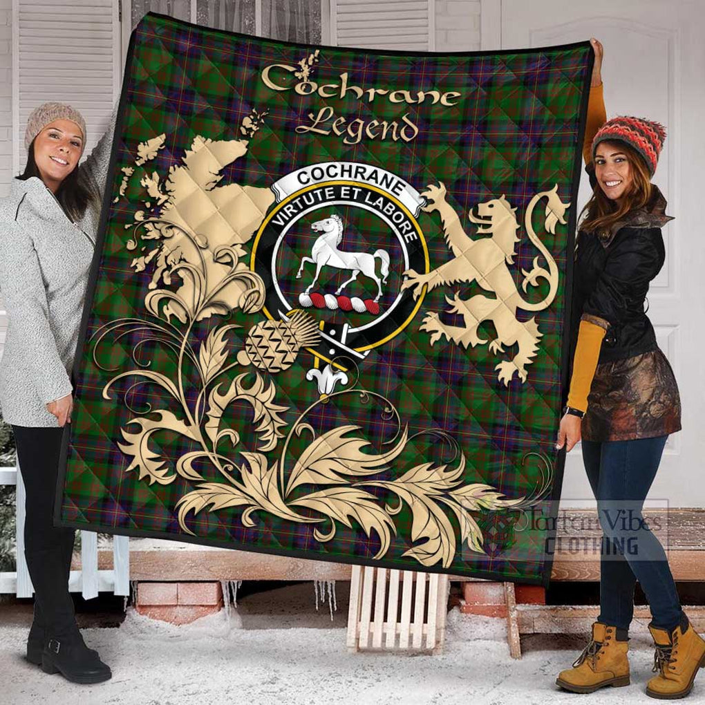 Tartan Vibes Clothing Cochrane Tartan Quilt with Family Crest and Scottish Symbol Style