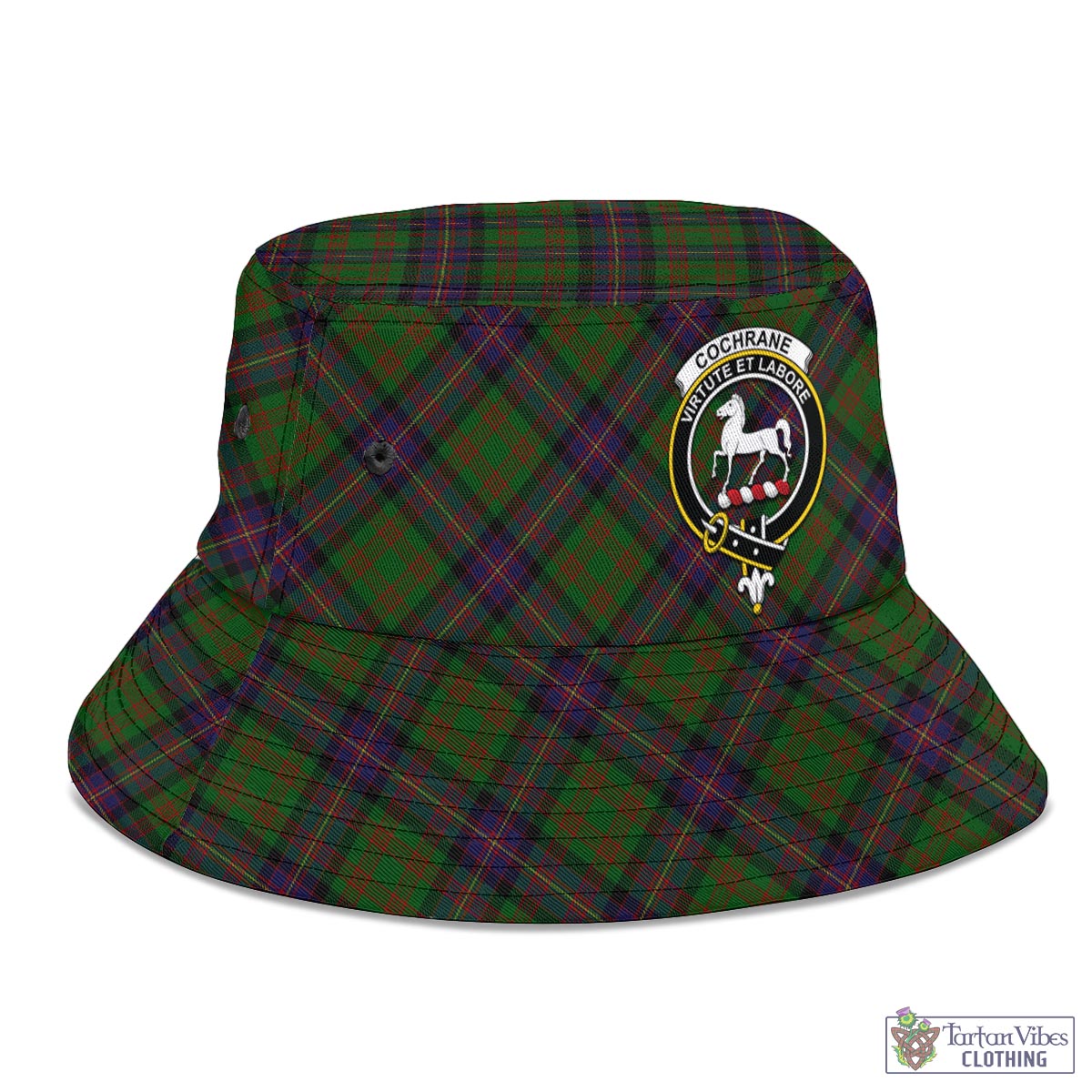 Tartan Vibes Clothing Cochrane Tartan Bucket Hat with Family Crest