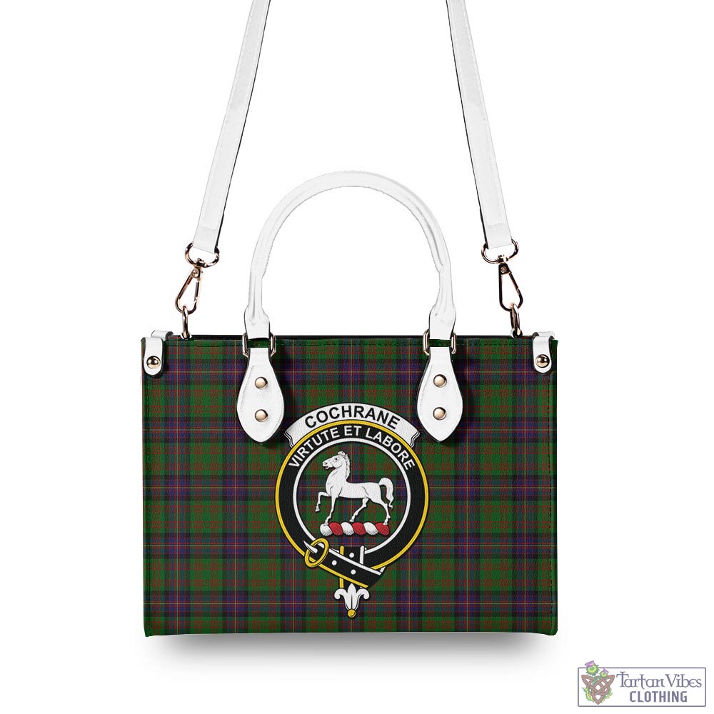 Tartan Vibes Clothing Cochrane Tartan Luxury Leather Handbags with Family Crest