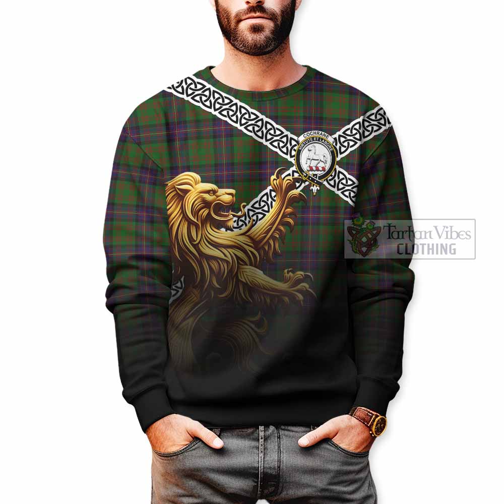 Cochrane Crest Tartan Sweatshirt with Golden Lion Emblem Celtic Style - Tartan Vibes Clothing