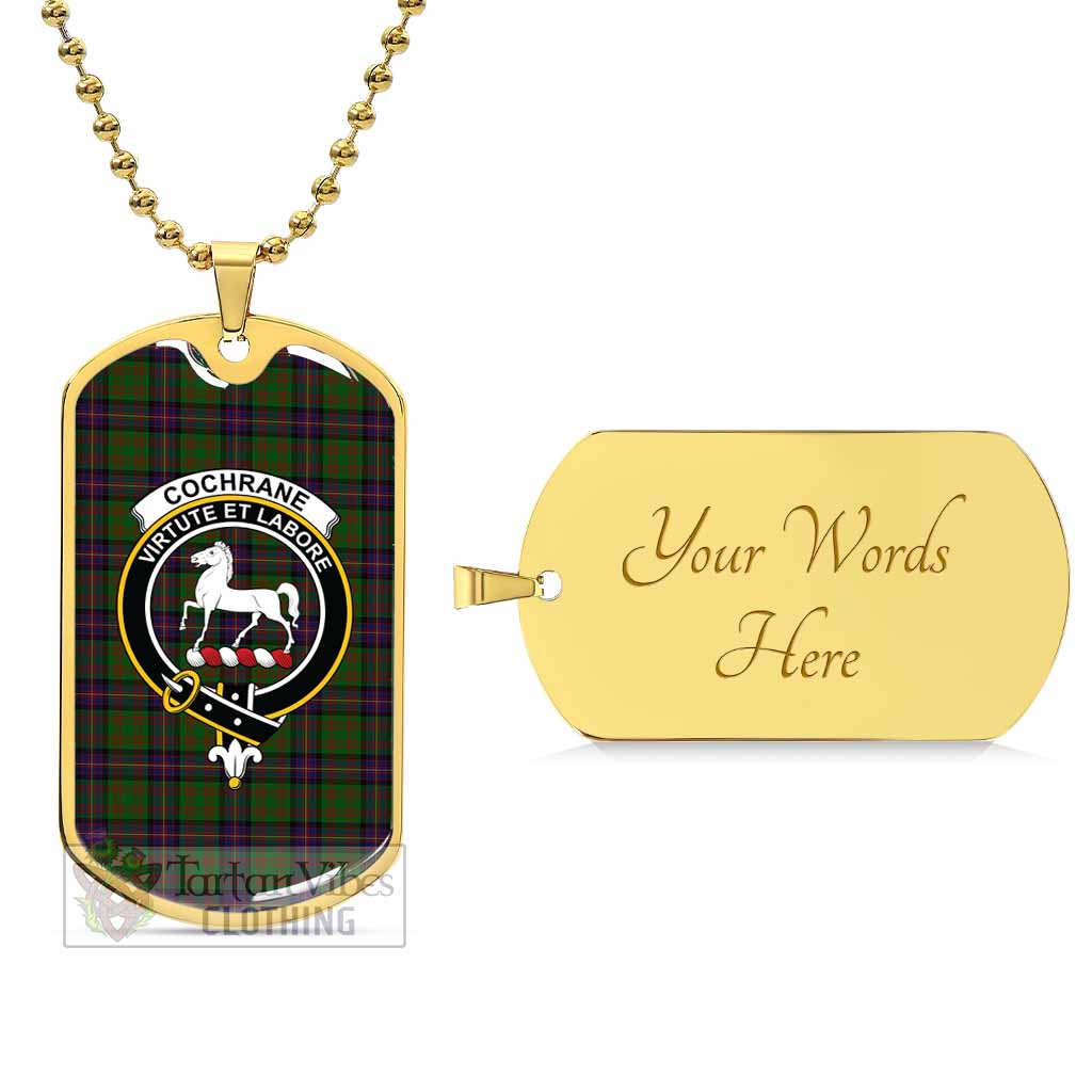 Tartan Vibes Clothing Cochrane Tartan Dog Tag Necklace with Family Crest