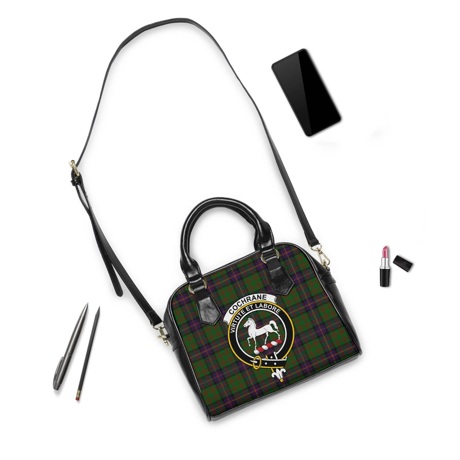 Cochrane Tartan Shoulder Handbags with Family Crest - Tartanvibesclothing