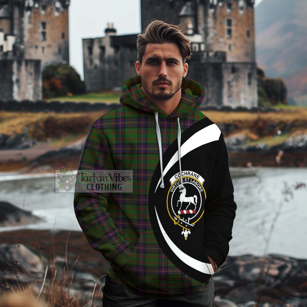 Tartan Vibes Clothing Cochrane Tartan Cotton Hoodie with Family Crest Circle Style