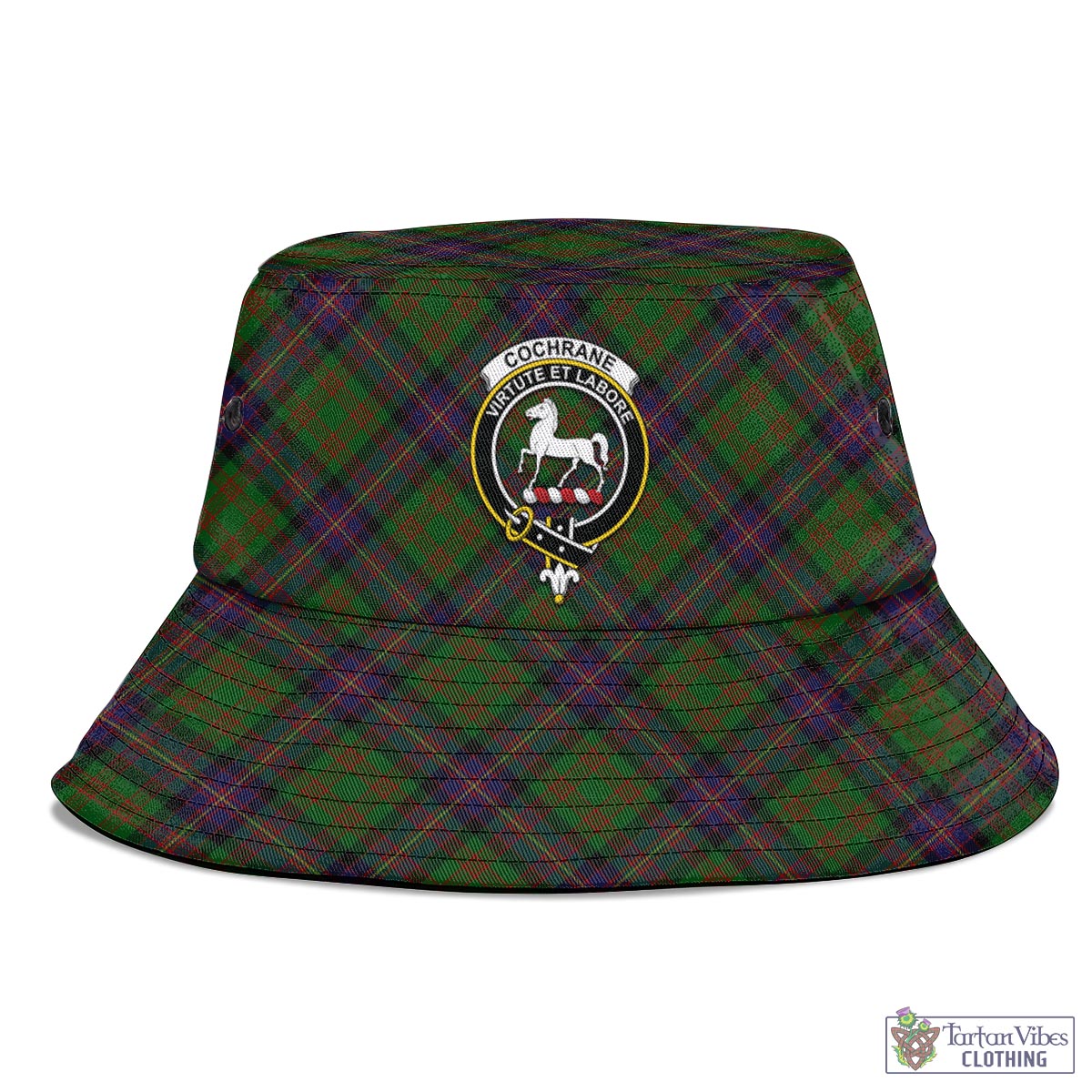 Tartan Vibes Clothing Cochrane Tartan Bucket Hat with Family Crest