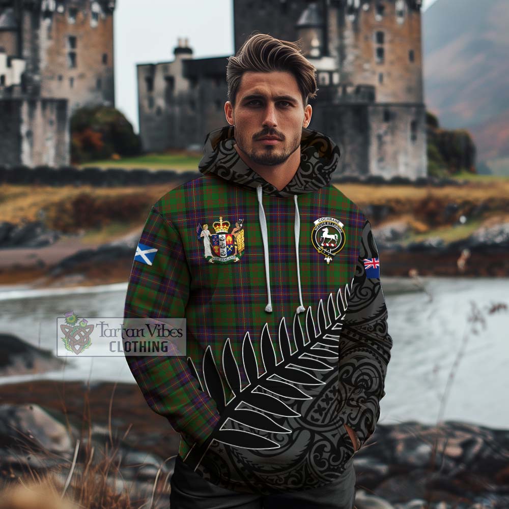 Tartan Vibes Clothing Cochrane Crest Tartan Cotton Hoodie with New Zealand Silver Fern Half Style