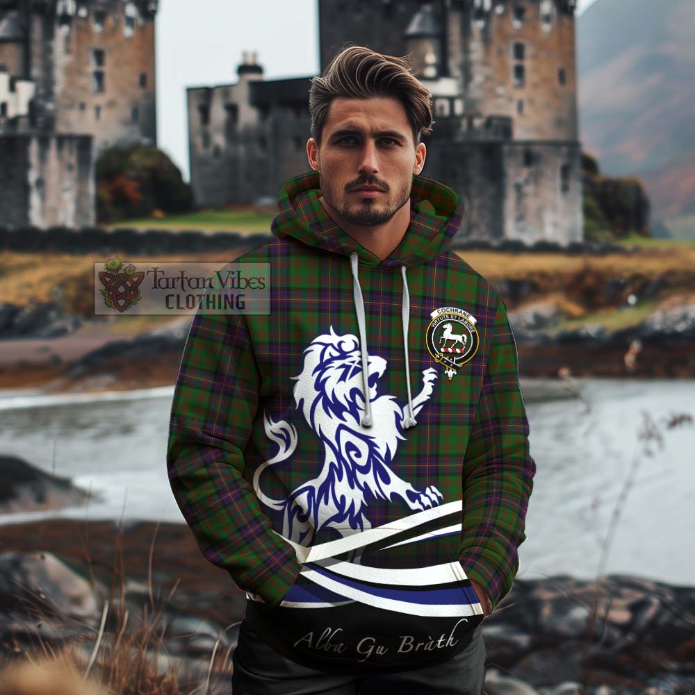 Tartan Vibes Clothing Cochrane Tartan Cotton Hoodie with Alba Gu Brath Regal Lion Emblem