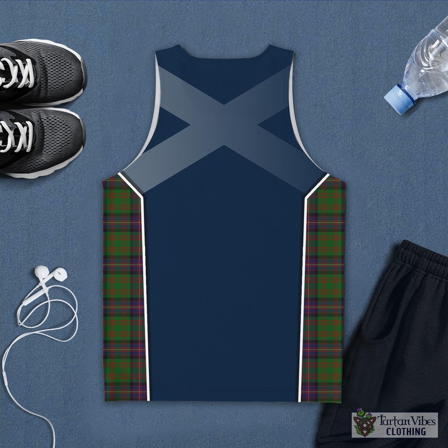 Tartan Vibes Clothing Cochrane Tartan Men's Tanks Top with Family Crest and Scottish Thistle Vibes Sport Style