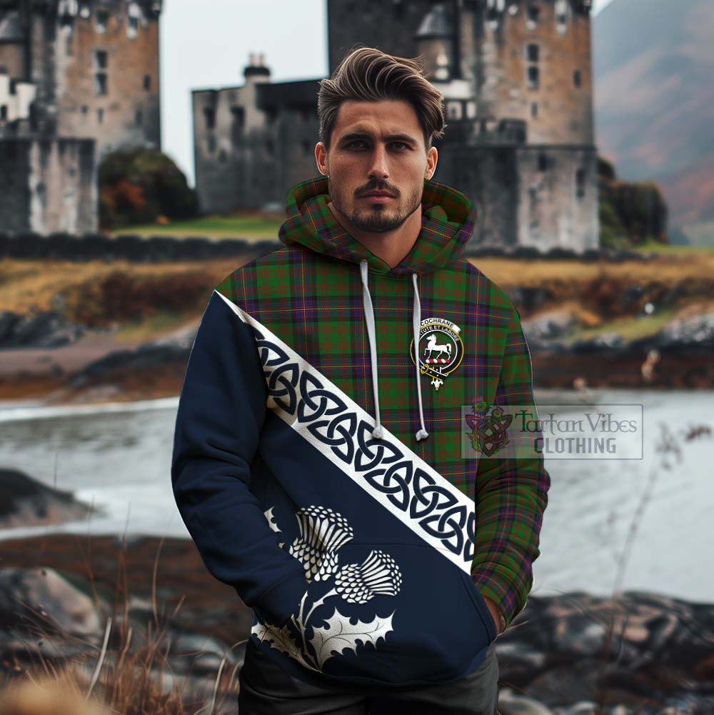 Tartan Vibes Clothing Cochrane Tartan Cotton Hoodie Featuring Thistle and Scotland Map