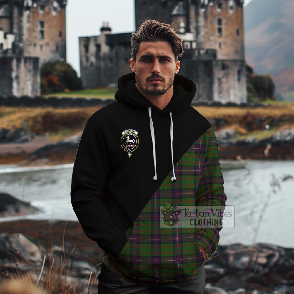 Tartan Vibes Clothing Cochrane Tartan Cotton Hoodie with Family Crest and Military Logo Style