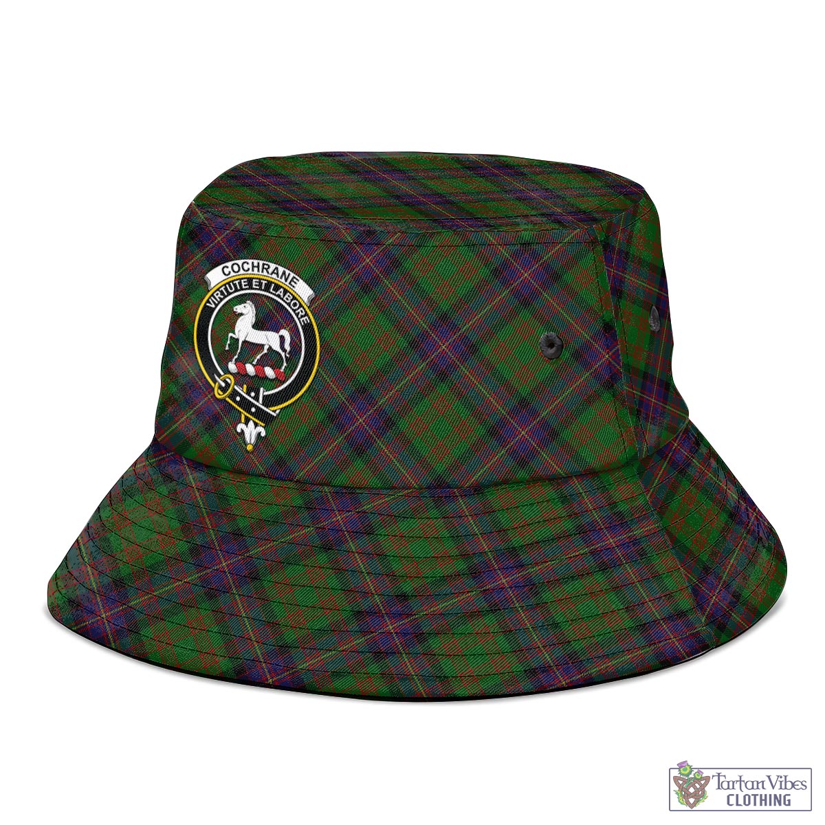 Tartan Vibes Clothing Cochrane Tartan Bucket Hat with Family Crest