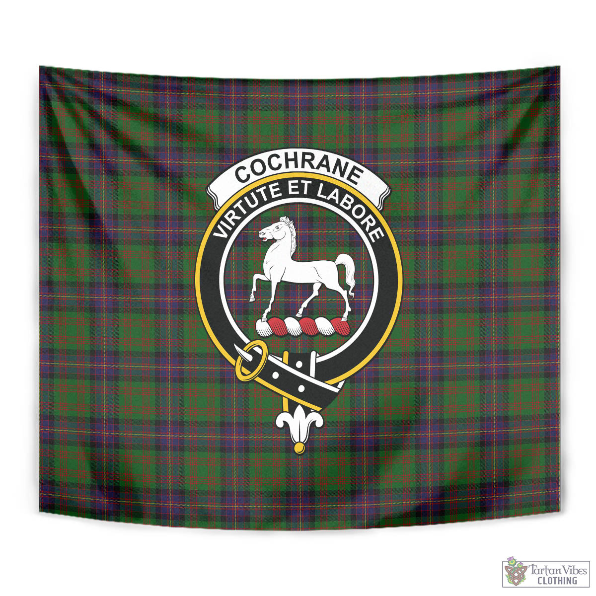 Tartan Vibes Clothing Cochrane Tartan Tapestry Wall Hanging and Home Decor for Room with Family Crest