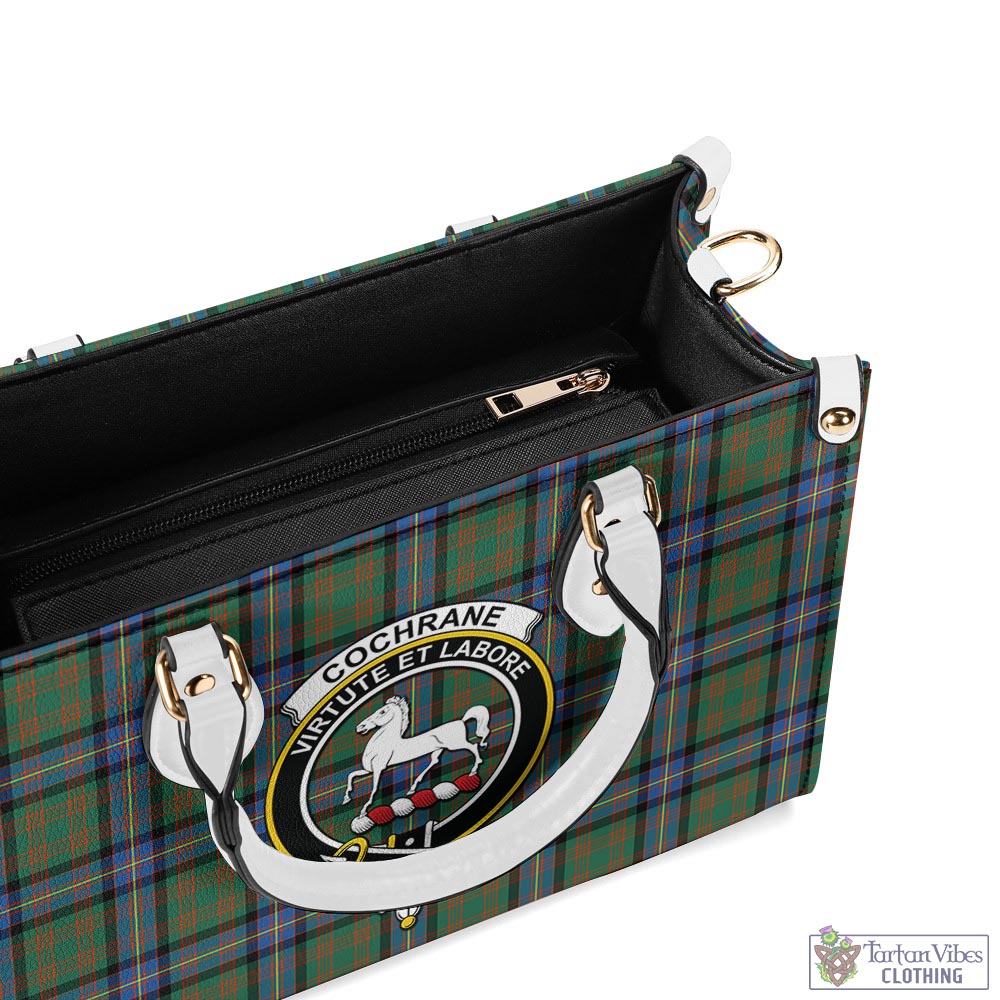 Tartan Vibes Clothing Cochrane Ancient Tartan Luxury Leather Handbags with Family Crest