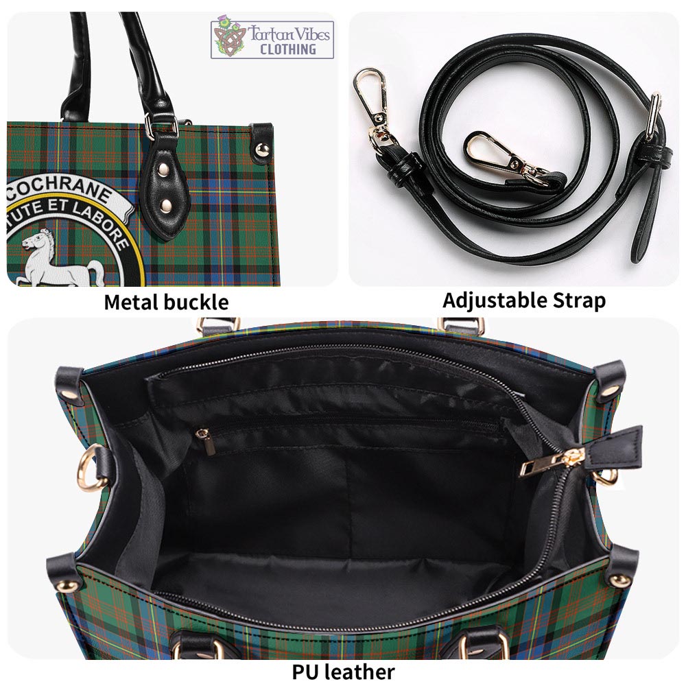 Tartan Vibes Clothing Cochrane Ancient Tartan Luxury Leather Handbags with Family Crest