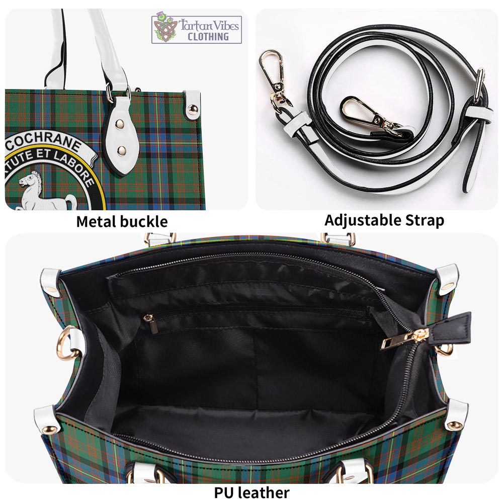 Tartan Vibes Clothing Cochrane Ancient Tartan Luxury Leather Handbags with Family Crest