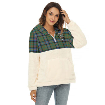 Cochrane Ancient Tartan Women's Borg Fleece Hoodie With Half Zip with Family Crest