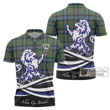 Cochrane Ancient Tartan Zipper Polo Shirt with Alba Gu Brath Regal Lion Emblem