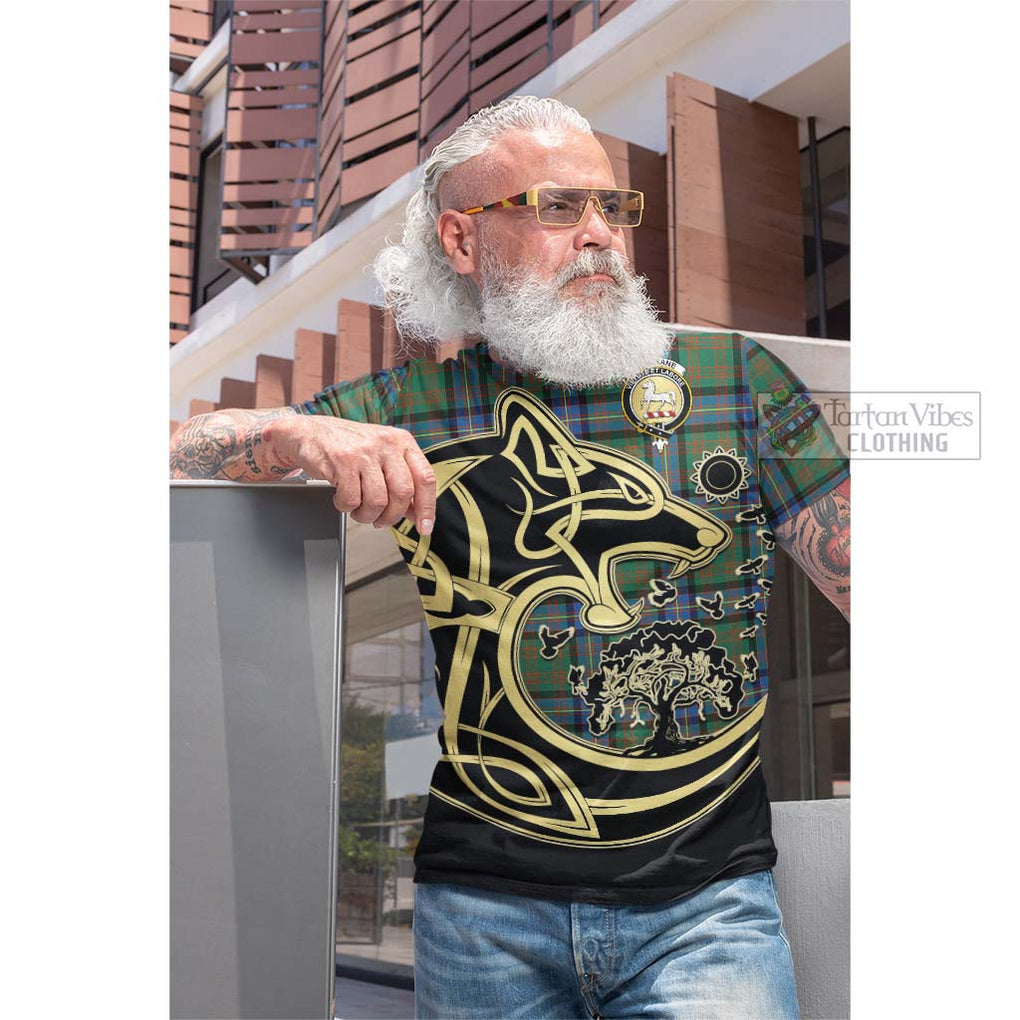 Tartan Vibes Clothing Cochrane Ancient Tartan Cotton T-shirt with Family Crest Celtic Wolf Style