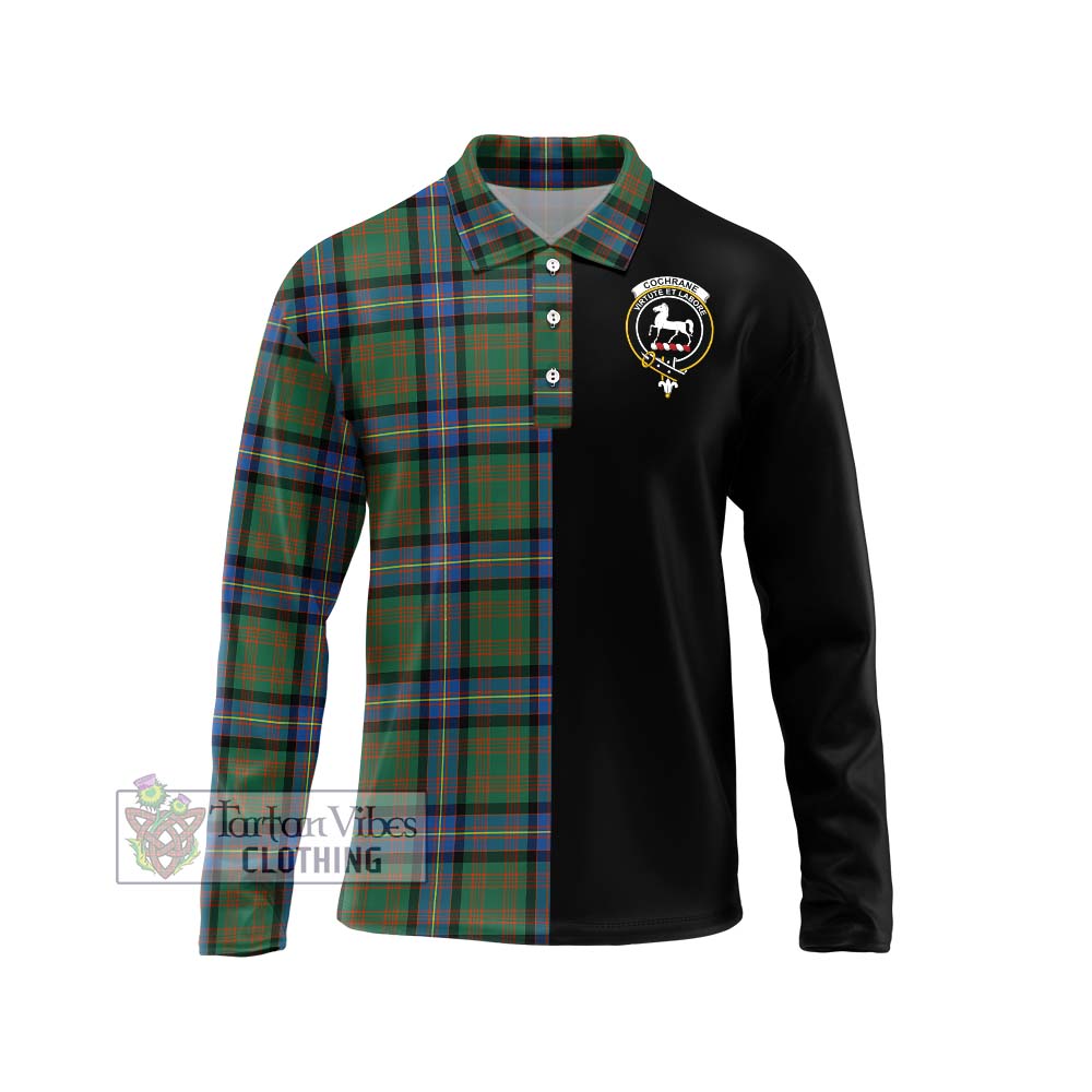 Cochrane Ancient Tartan Long Sleeve Polo Shirt with Family Crest and Half Of Me Style Unisex - Tartanvibesclothing Shop