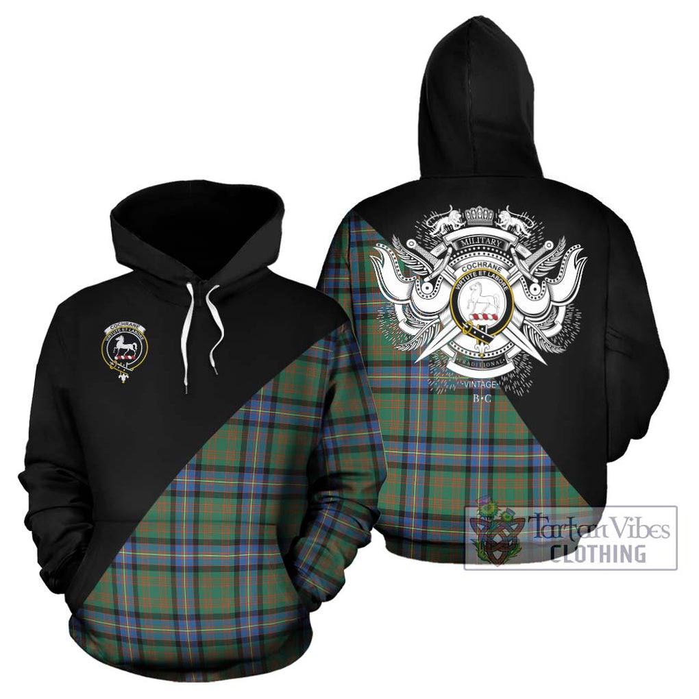 Cochrane Ancient Tartan Hoodie with Family Crest and Military Logo Style Zip Hoodie - Tartanvibesclothing Shop