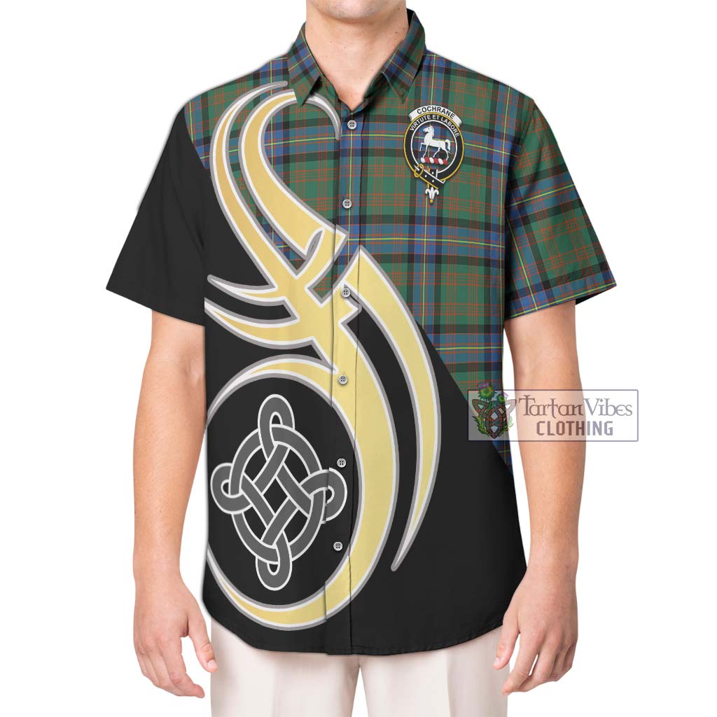 Cochrane Ancient Tartan Short Sleeve Button Shirt with Family Crest and Celtic Symbol Style Kid - Tartan Vibes Clothing