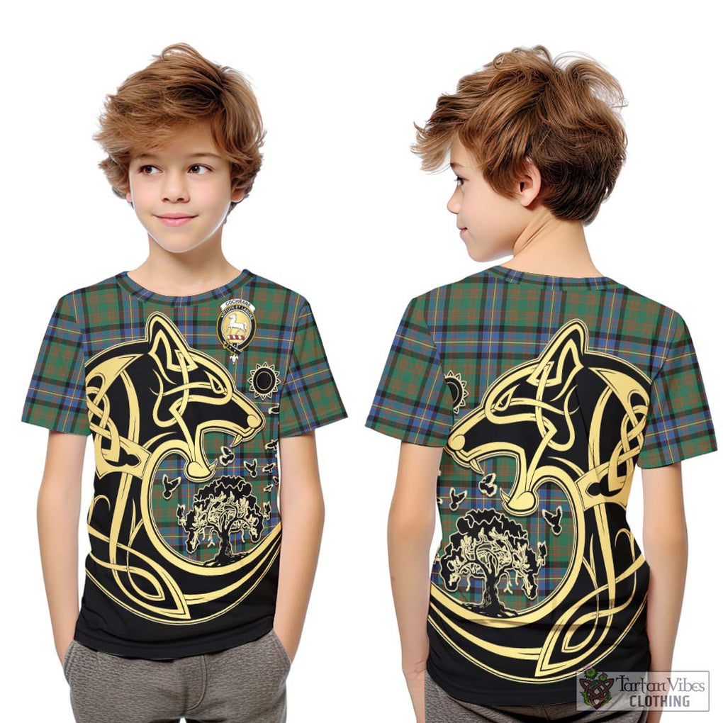 Cochrane Ancient Tartan Kid T-Shirt with Family Crest Celtic Wolf Style Youth XL Size14 - Tartan Vibes Clothing