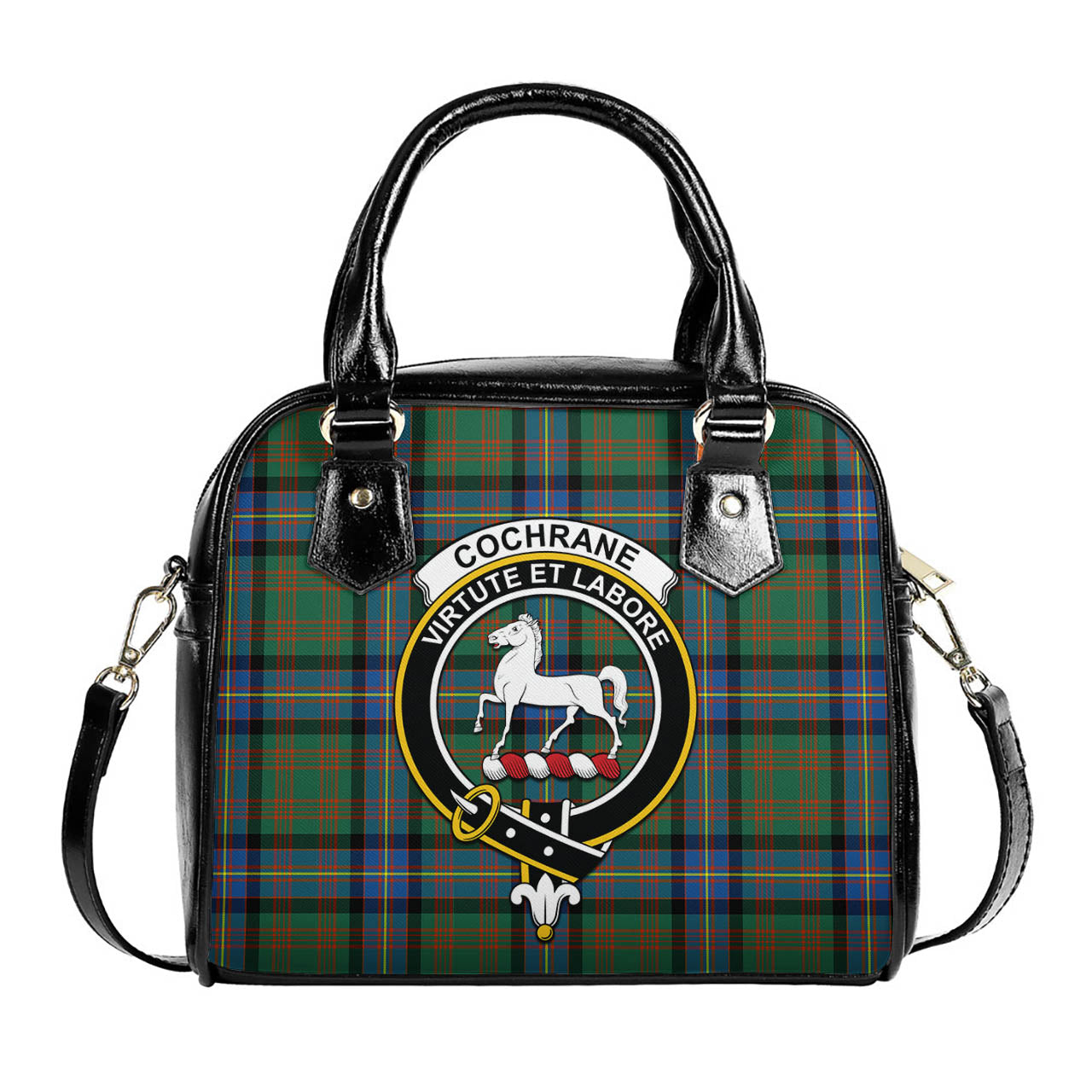 Cochrane Ancient Tartan Shoulder Handbags with Family Crest One Size 6*25*22 cm - Tartanvibesclothing