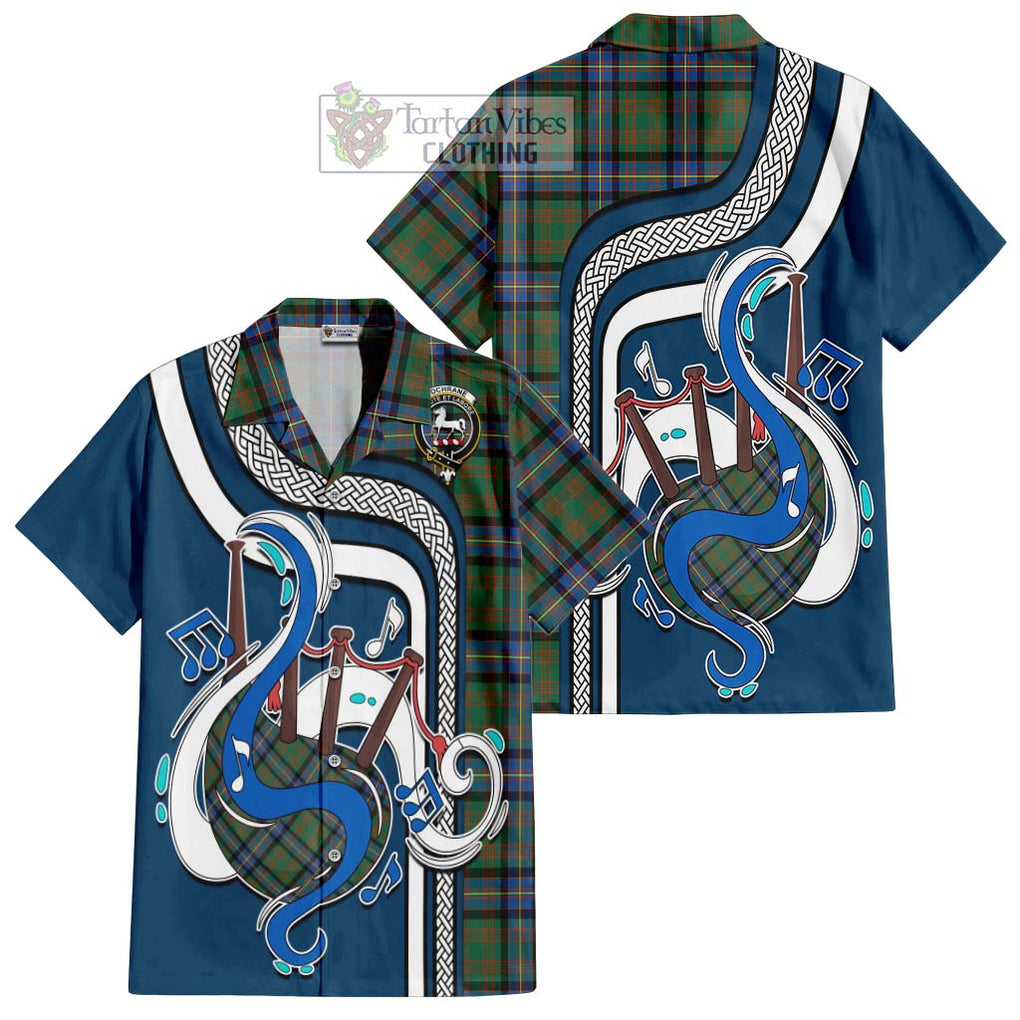 Cochrane Ancient Tartan Short Sleeve Button Shirt with Epic Bagpipe Style Kid - Tartanvibesclothing Shop