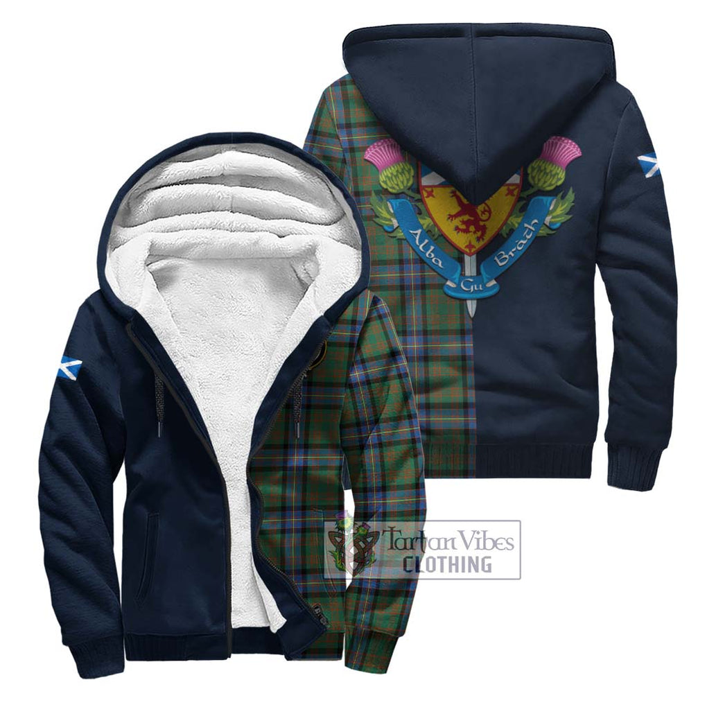 Tartan Vibes Clothing Cochrane Ancient Tartan Sherpa Hoodie with Scottish Lion Royal Arm Half Style