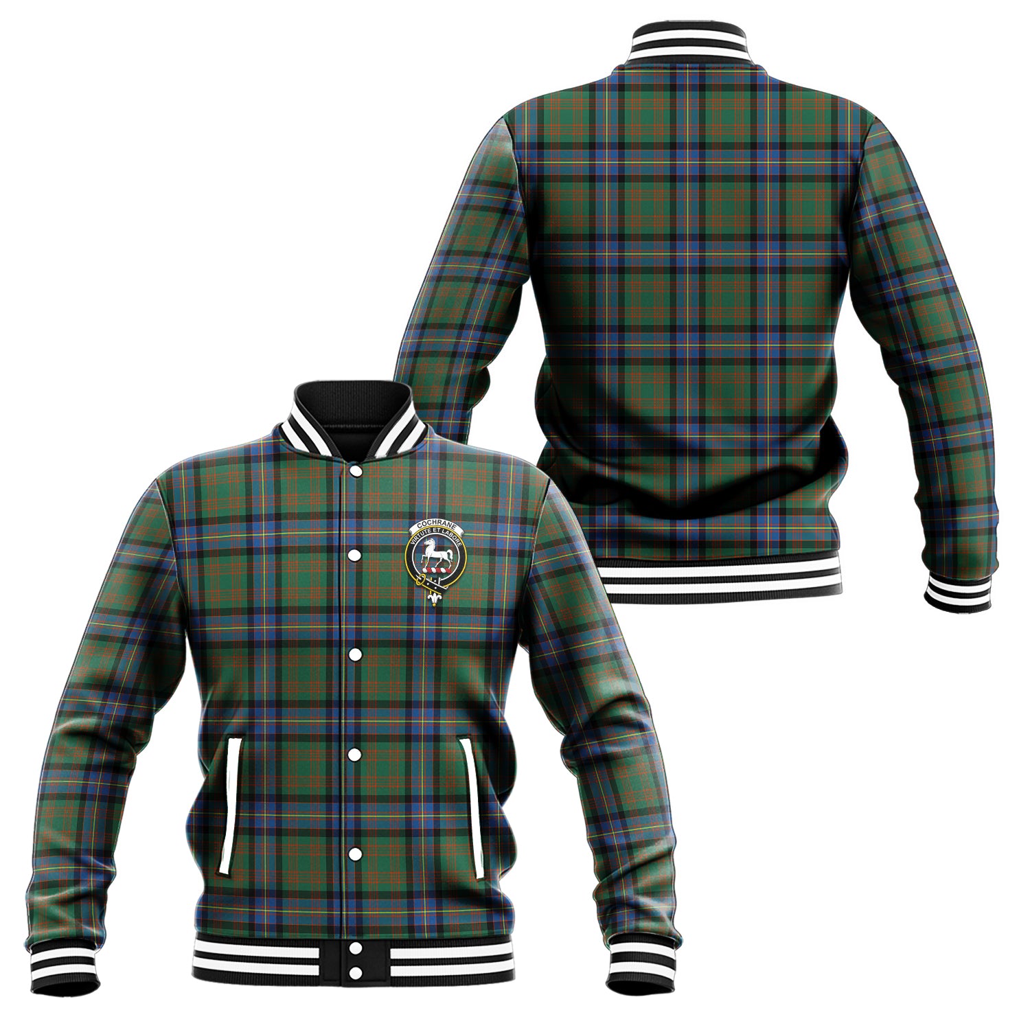 Cochrane Ancient Tartan Baseball Jacket with Family Crest Unisex - Tartan Vibes Clothing