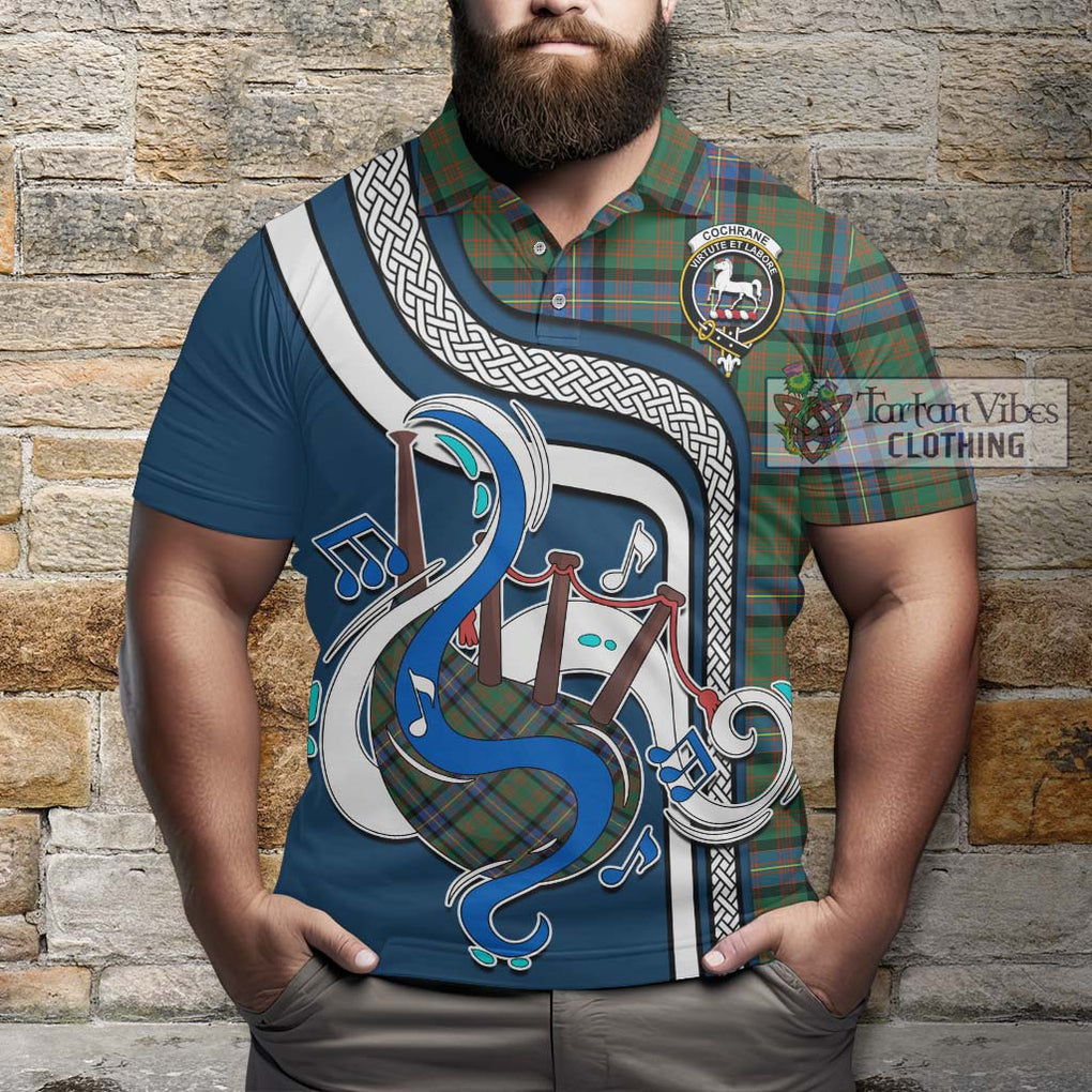 Tartan Vibes Clothing Cochrane Ancient Tartan Polo Shirt with Epic Bagpipe Style