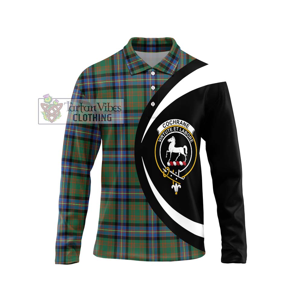 Cochrane Ancient Tartan Long Sleeve Polo Shirt with Family Crest Circle Style Unisex - Tartan Vibes Clothing