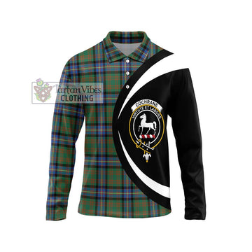 Cochrane Ancient Tartan Long Sleeve Polo Shirt with Family Crest Circle Style