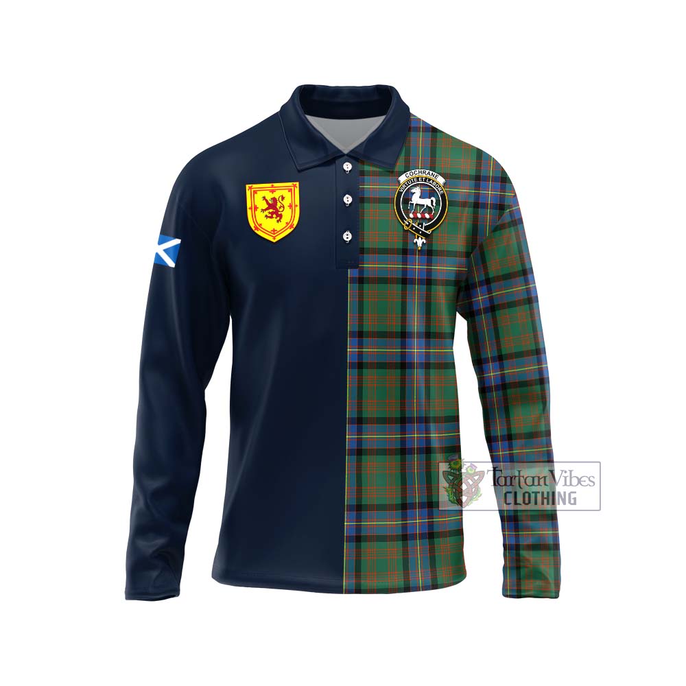 Tartan Vibes Clothing Cochrane Ancient Tartan Long Sleeve Polo Shirt with Scottish Lion Royal Arm Half Style