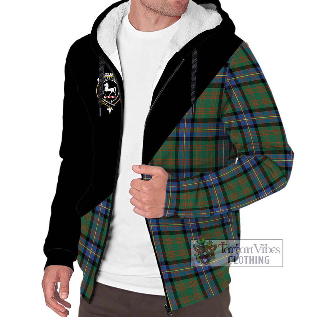 Cochrane Ancient Tartan Sherpa Hoodie with Family Crest and Military Logo Style Unisex S - Tartanvibesclothing Shop