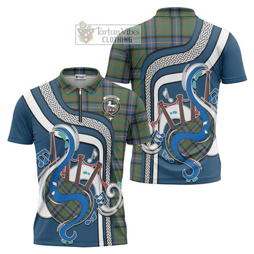 Cochrane Ancient Tartan Zipper Polo Shirt with Epic Bagpipe Style