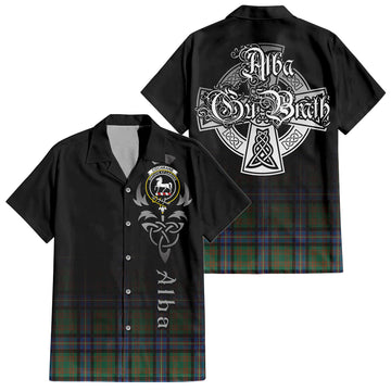 Cochrane Ancient Tartan Short Sleeve Button Up Shirt Featuring Alba Gu Brath Family Crest Celtic Inspired