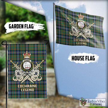 Cochrane Ancient Tartan Flag with Clan Crest and the Golden Sword of Courageous Legacy