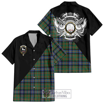 Cochrane Ancient Tartan Short Sleeve Button Shirt with Family Crest and Military Logo Style