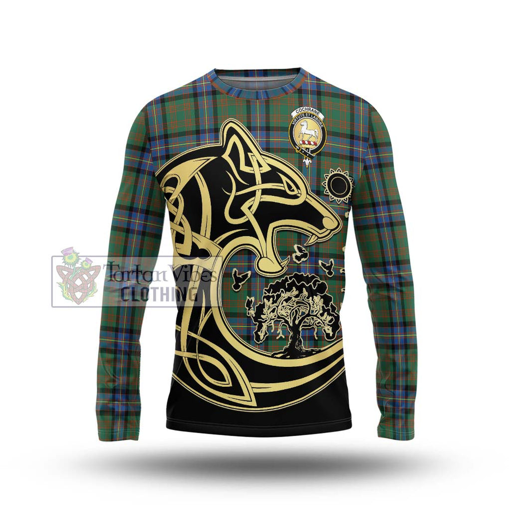 Cochrane Ancient Tartan Long Sleeve T-Shirt with Family Crest Celtic Wolf Style Unisex - Tartan Vibes Clothing