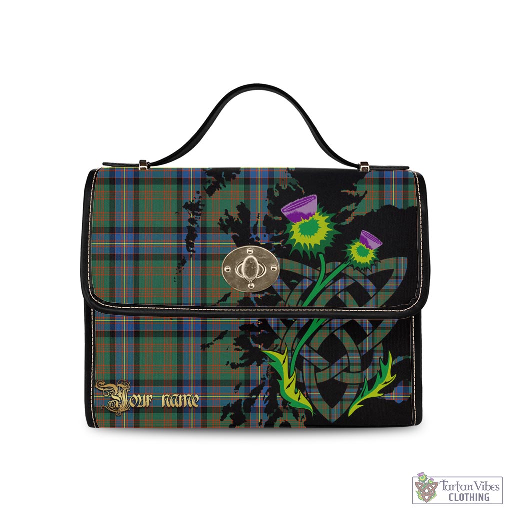 Tartan Vibes Clothing Cochrane Ancient Tartan Waterproof Canvas Bag with Scotland Map and Thistle Celtic Accents