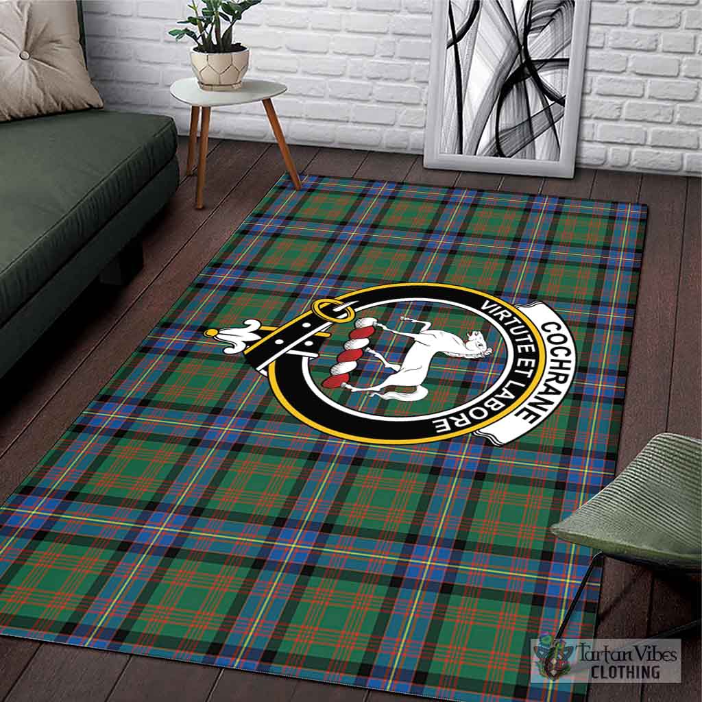 Tartan Vibes Clothing Cochrane Ancient Tartan Area Rug with Family Crest