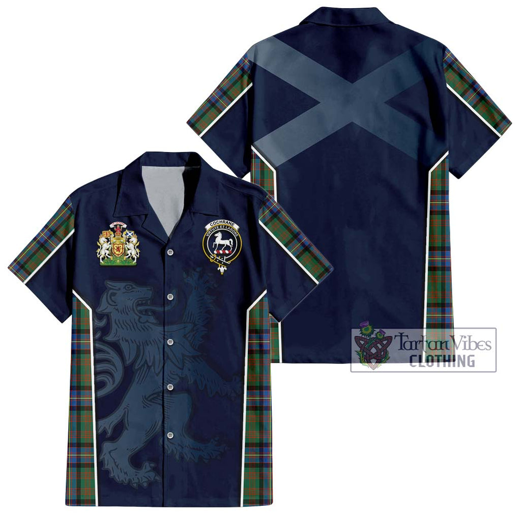 Cochrane Ancient Tartan Short Sleeve Button Shirt with Family Crest and Lion Rampant Vibes Sport Style Kid - Tartan Vibes Clothing