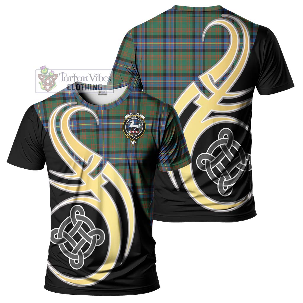 Tartan Vibes Clothing Cochrane Ancient Tartan T-Shirt with Family Crest and Celtic Symbol Style